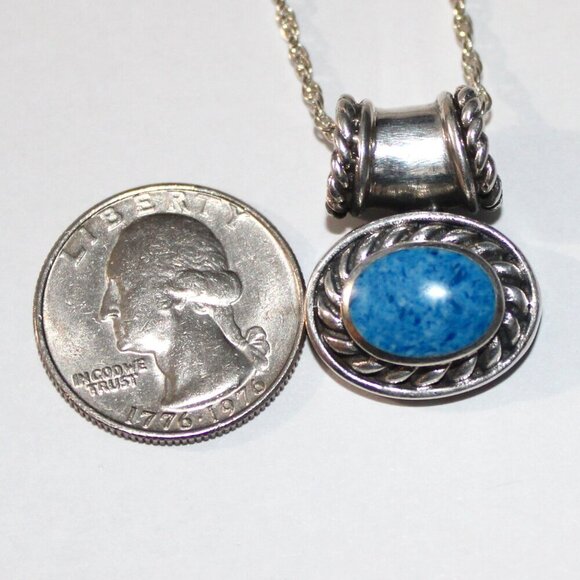 Sterling Silver Southwestern Blue Stone Necklace - Picture 3 of 7